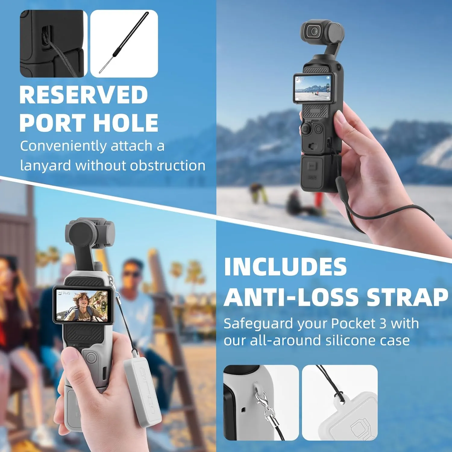 Pocket 3 Silicone Cover, Protective Case Lens Protector Scratch-Resistant Sleeve Skin Compatible with DJI OSMO Pocket 3 Creator Combo Accessories(Black)