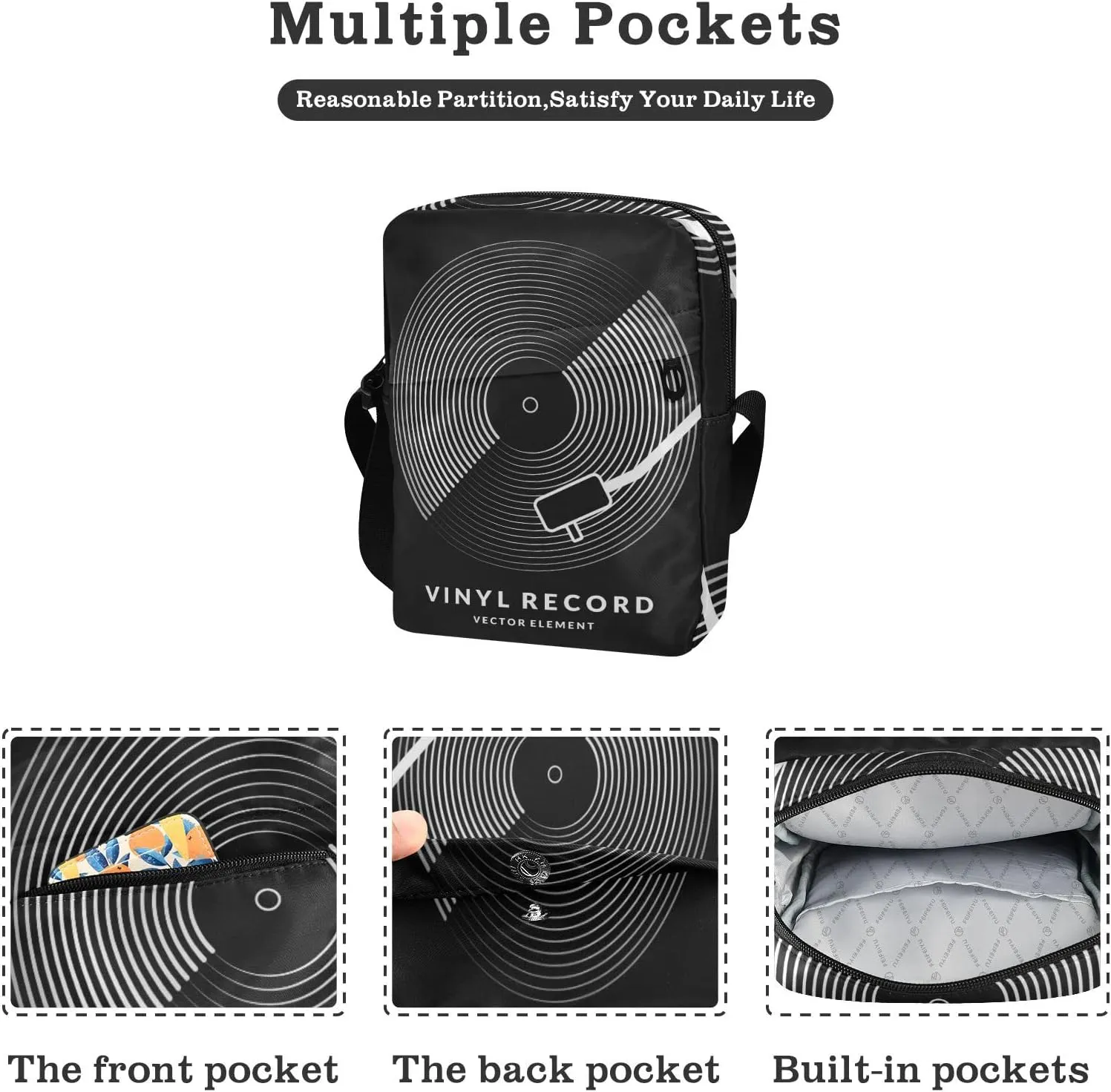 Poeticcity Crossbody Phone Bag, Small Messenger Shoulder Bag, Cash Handbag Wallet Purse