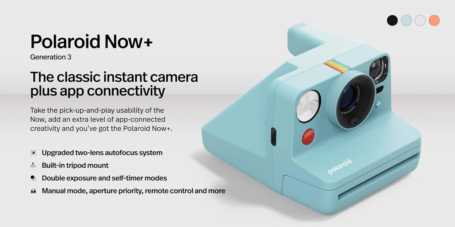 Polaroid Now  3rd Generation I-Type Instant Film Camera - Bluetooth Connected App Controlled - Artic Blue - Camera Only No Film (9163)