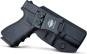 POLE.CRAFT IWB Kydex Holster Custom Fit: Glock 19 19X 25 44 45 (Gen 1 2 3 4 5) & Glock 23 32 (Gen 3 4) - Inside Waistband Carry - Adj. Cant Retention, Cover Mag-Button, No Wear, No Jitter