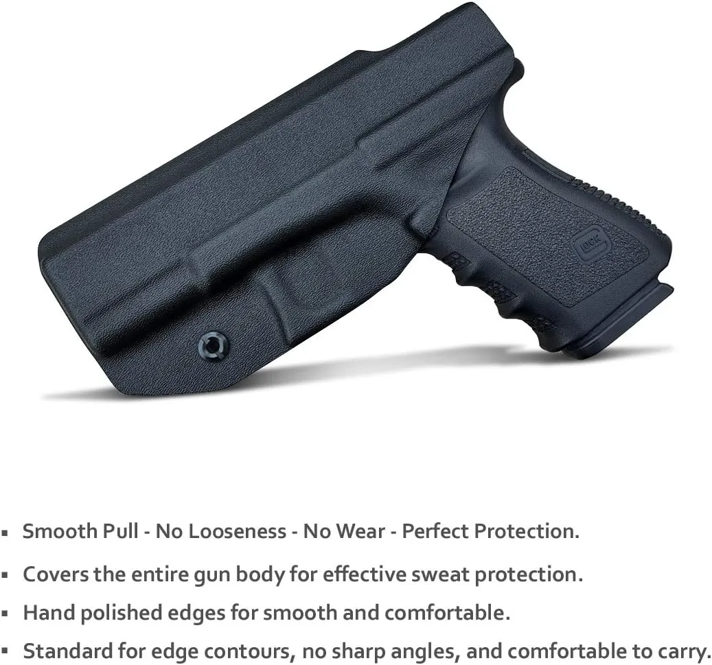 POLE.CRAFT IWB Kydex Holster Custom Fit: Glock 19 19X 25 44 45 (Gen 1 2 3 4 5) & Glock 23 32 (Gen 3 4) - Inside Waistband Carry - Adj. Cant Retention, Cover Mag-Button, No Wear, No Jitter