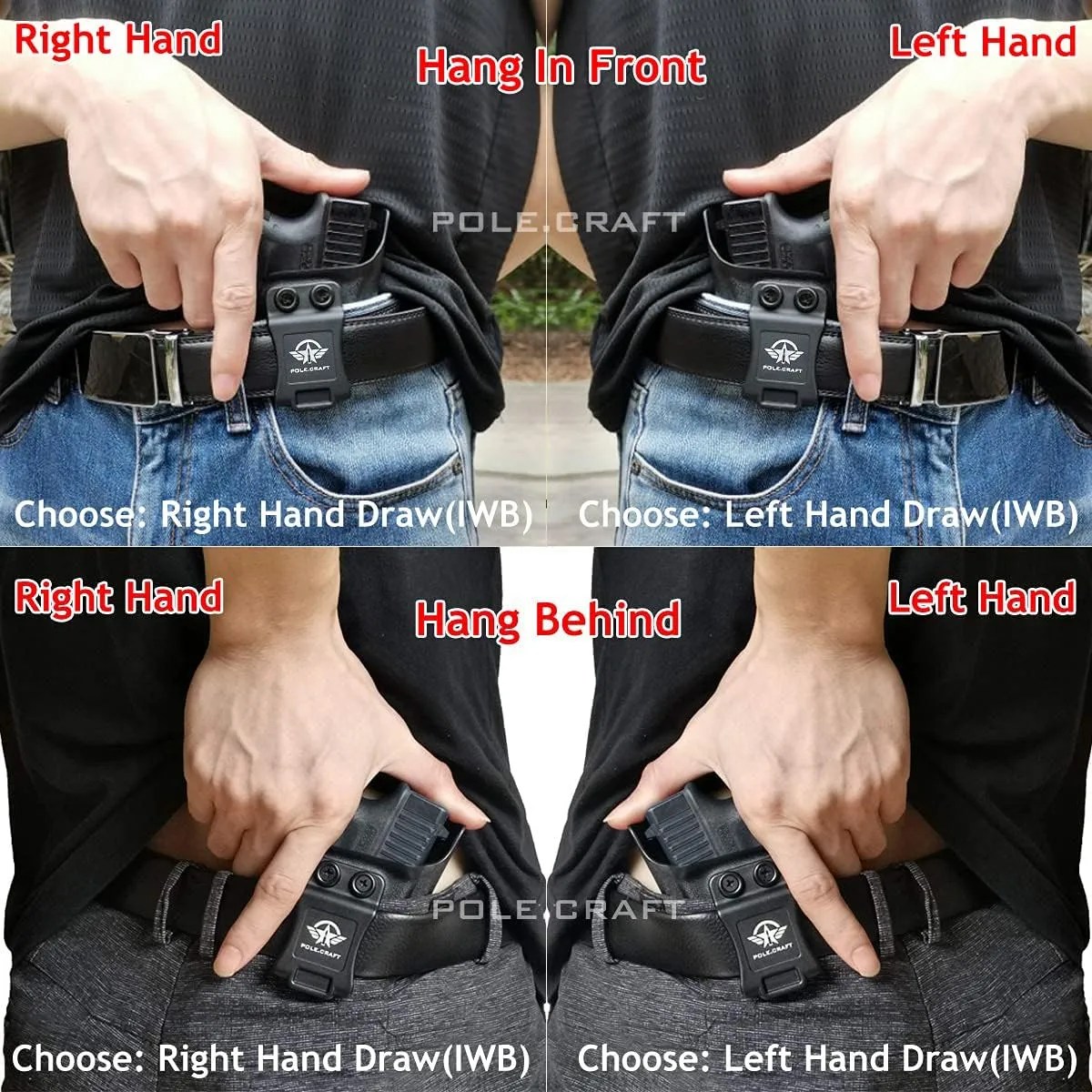 POLE.CRAFT IWB Kydex Holster Custom Fit: Glock 19 19X 25 44 45 (Gen 1 2 3 4 5) & Glock 23 32 (Gen 3 4) - Inside Waistband Carry - Adj. Cant Retention, Cover Mag-Button, No Wear, No Jitter