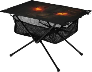 Portable Camping Table Foldable with Mesh Storage Lightweight Compact Camp Tent Side Table for Outside,Camping,Hiking,Tailgating,Red Eyes