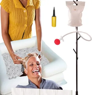 Portable Shampoo Bowl with Sprayer and Water Bag, Portable Inflatable Bedside Hair Washing Sink Washbasin for Elderly, Disabled, Pregnant, Injured, Bedridden, Handicapped, Wash Hair in Bed
