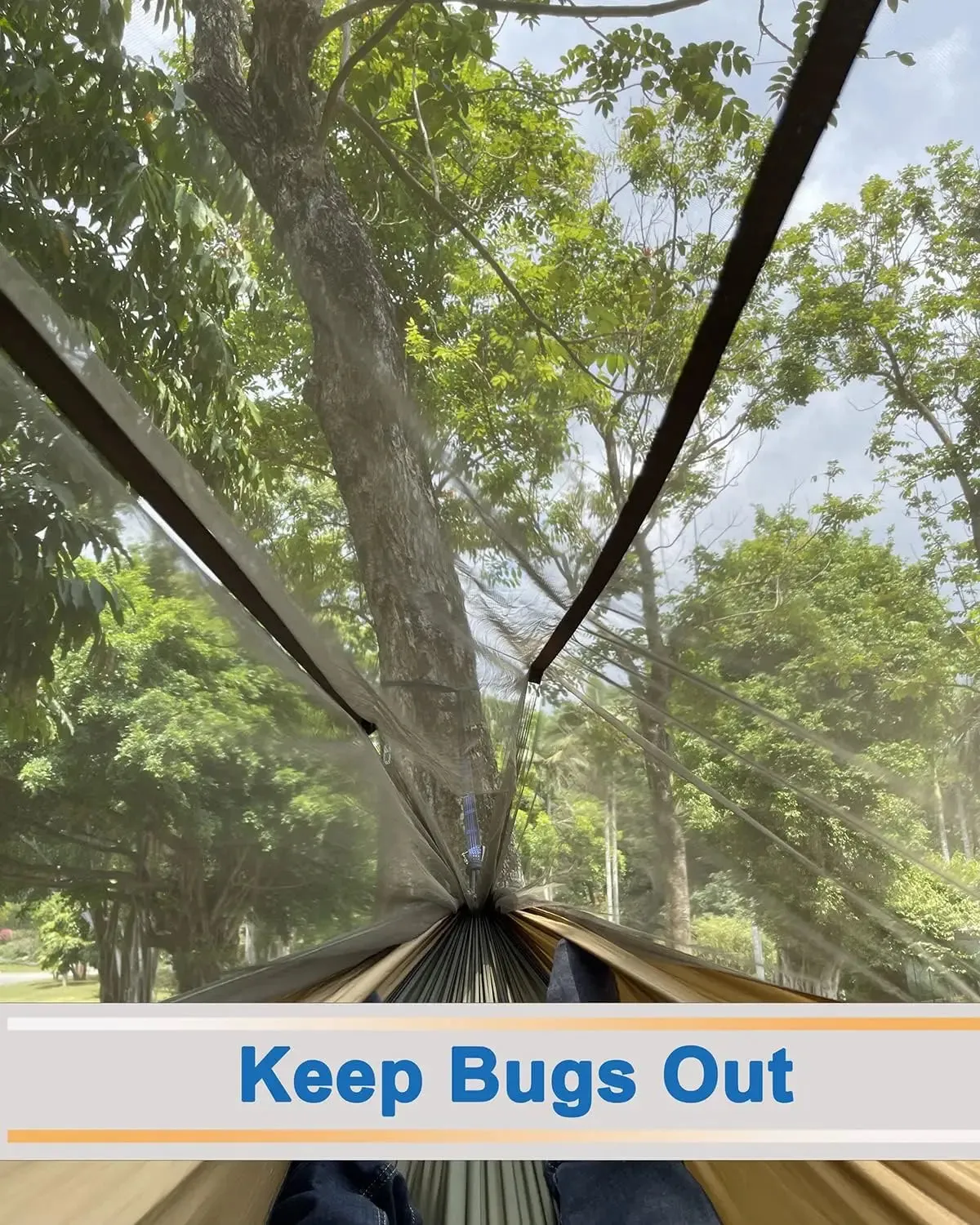 Portable Single/Double Hammock w/Mosquito Net & 10ft Straps for Camping & Travel