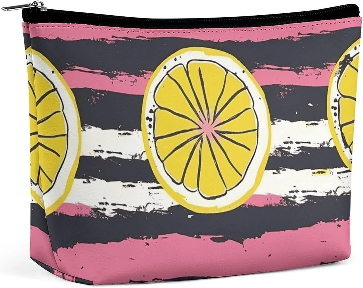 Portable Small Cosmetic Bag Cute Travel Makeup Bag Yellow Lemon Slices Waterproof Toiletry Bag for Women