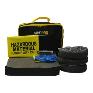 Portable Spill Kit, 35 Pieces. Perfect For Trucks, Cars and Homes. Packed in a Heavy Duty, Reusable Nylon Bag. Contains 25 Heavy Duty Sorbent Pads, 3 Sorbent Socks, 5 Disposal Bags, 1 Goggles & Gloves