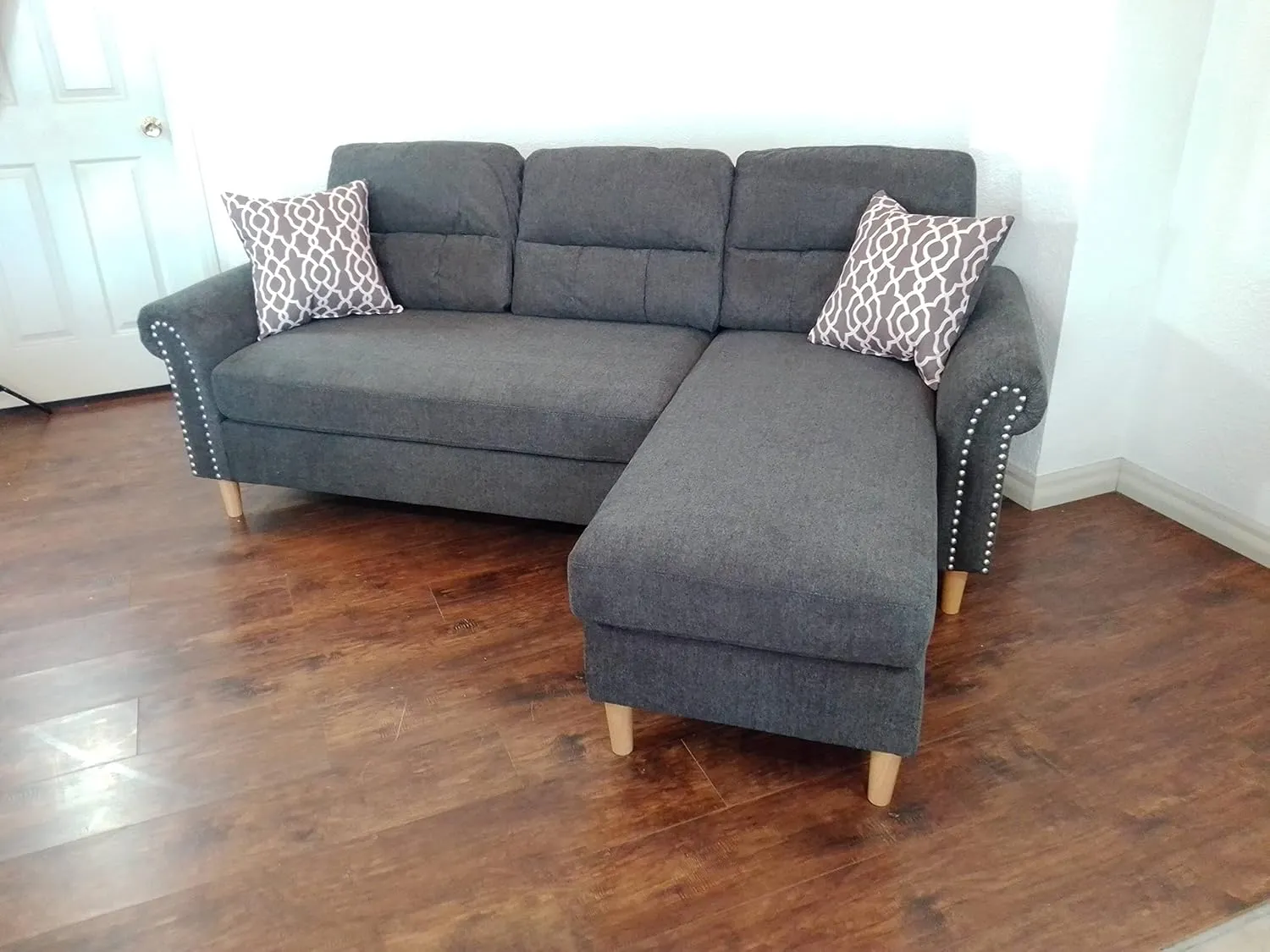 Poundex 2 Piece Reversible Sectional, Slate