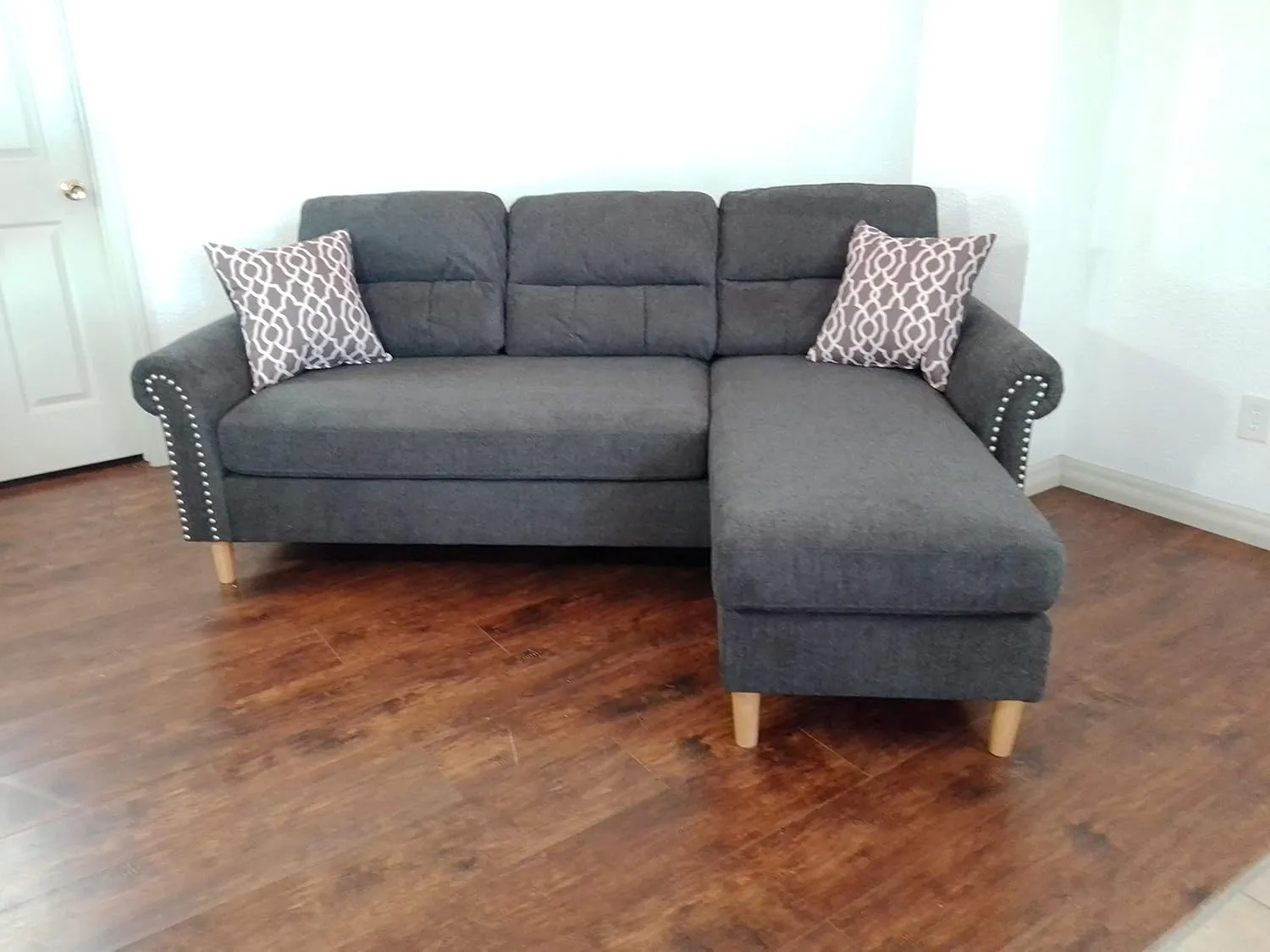 Poundex 2 Piece Reversible Sectional, Slate