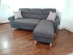 Poundex 2 Piece Reversible Sectional, Slate