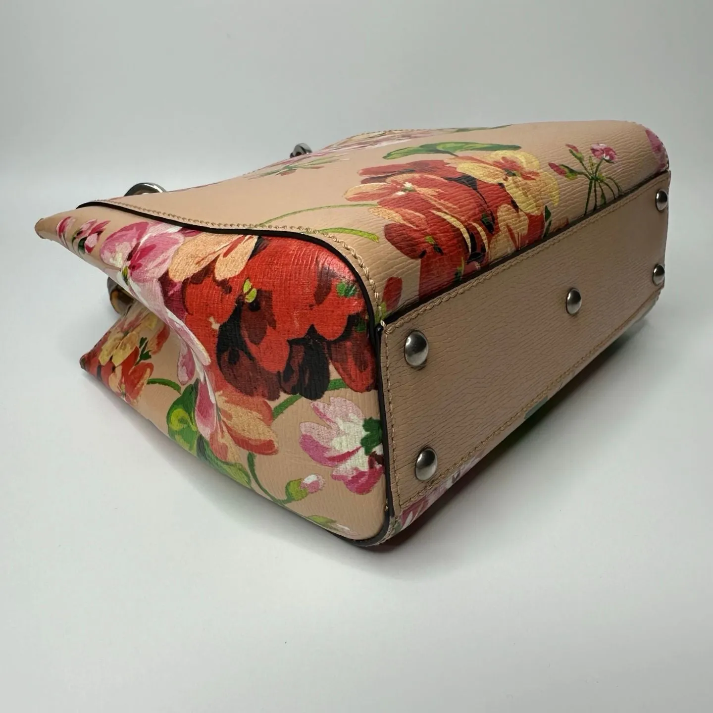 Preloved Gucci Bamboo Shopper Tote Blooms Print Leather bag -NG102588