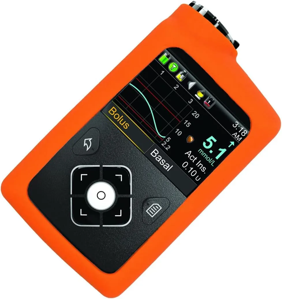 Premium Soft Silicone case for Medtronic Minimed Insulin Pump 630G/ 640G/ 670G/770G/780G (All Model) (Orange)