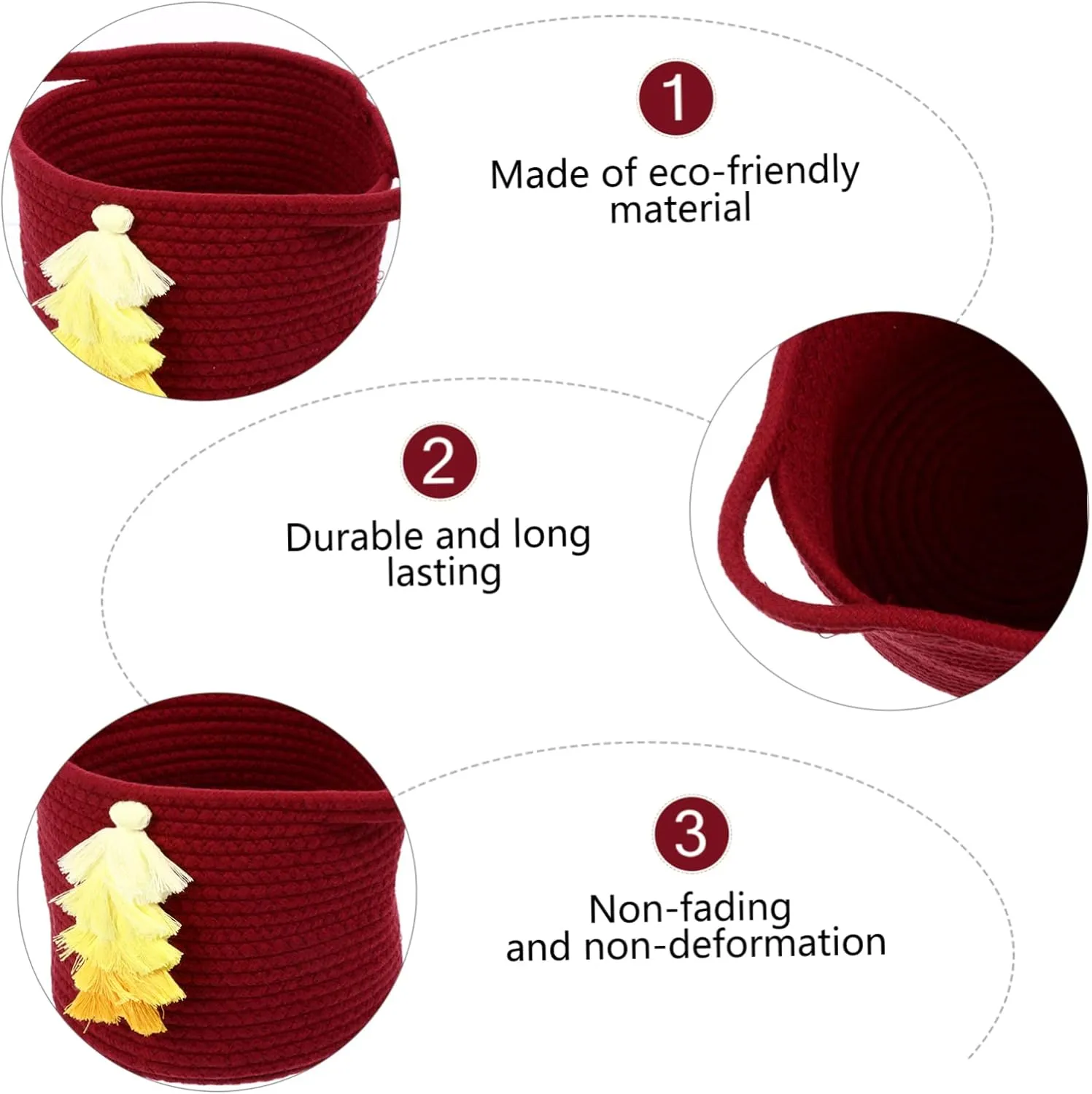 PRETYZOOM Handwoven Cotton Thread Storage Basket Desktop Makeup Organizer Home Decor Toy Container