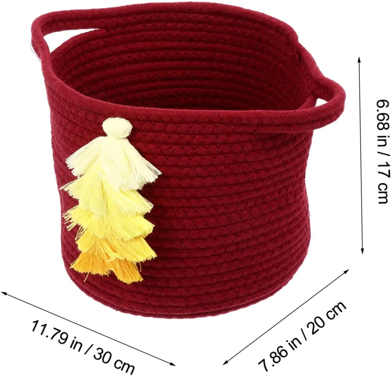 PRETYZOOM Handwoven Cotton Thread Storage Basket Desktop Makeup Organizer Home Decor Toy Container
