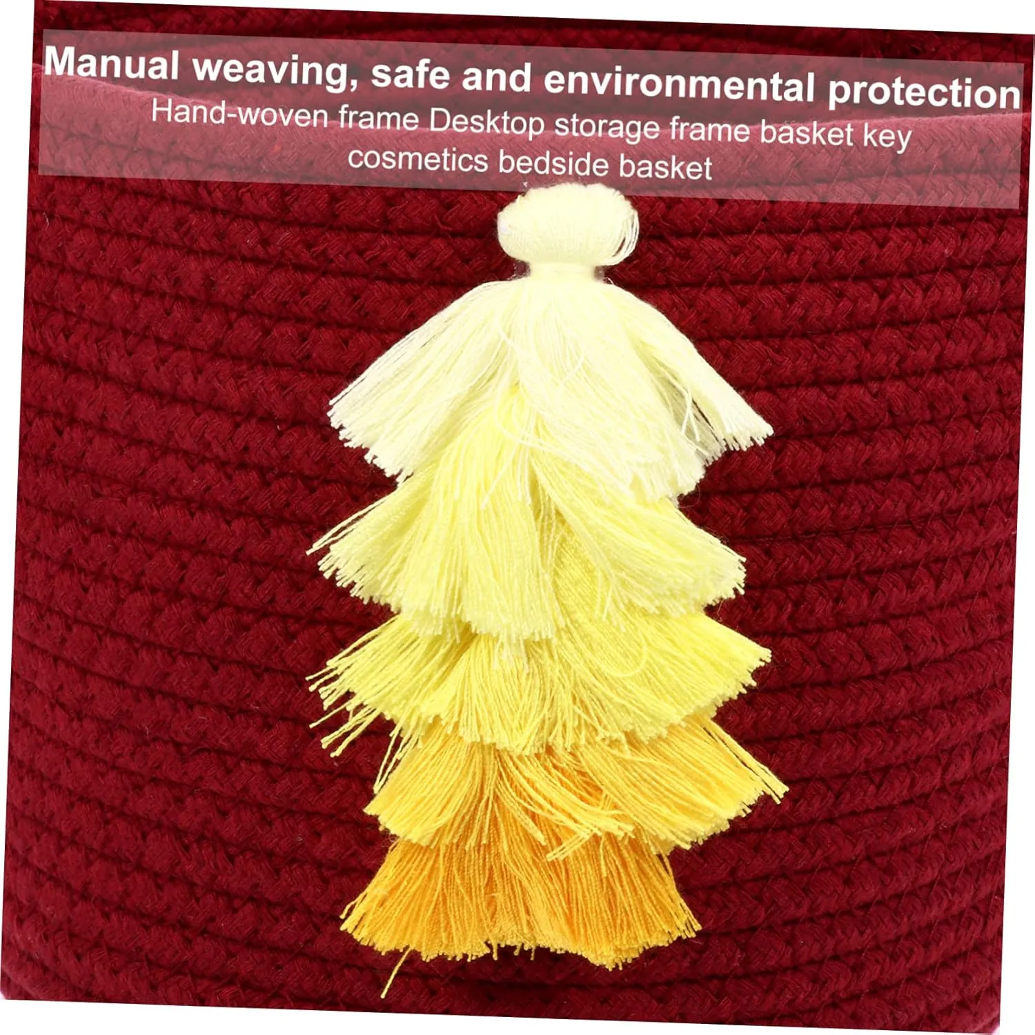 PRETYZOOM Handwoven Cotton Thread Storage Basket Desktop Makeup Organizer Home Decor Toy Container