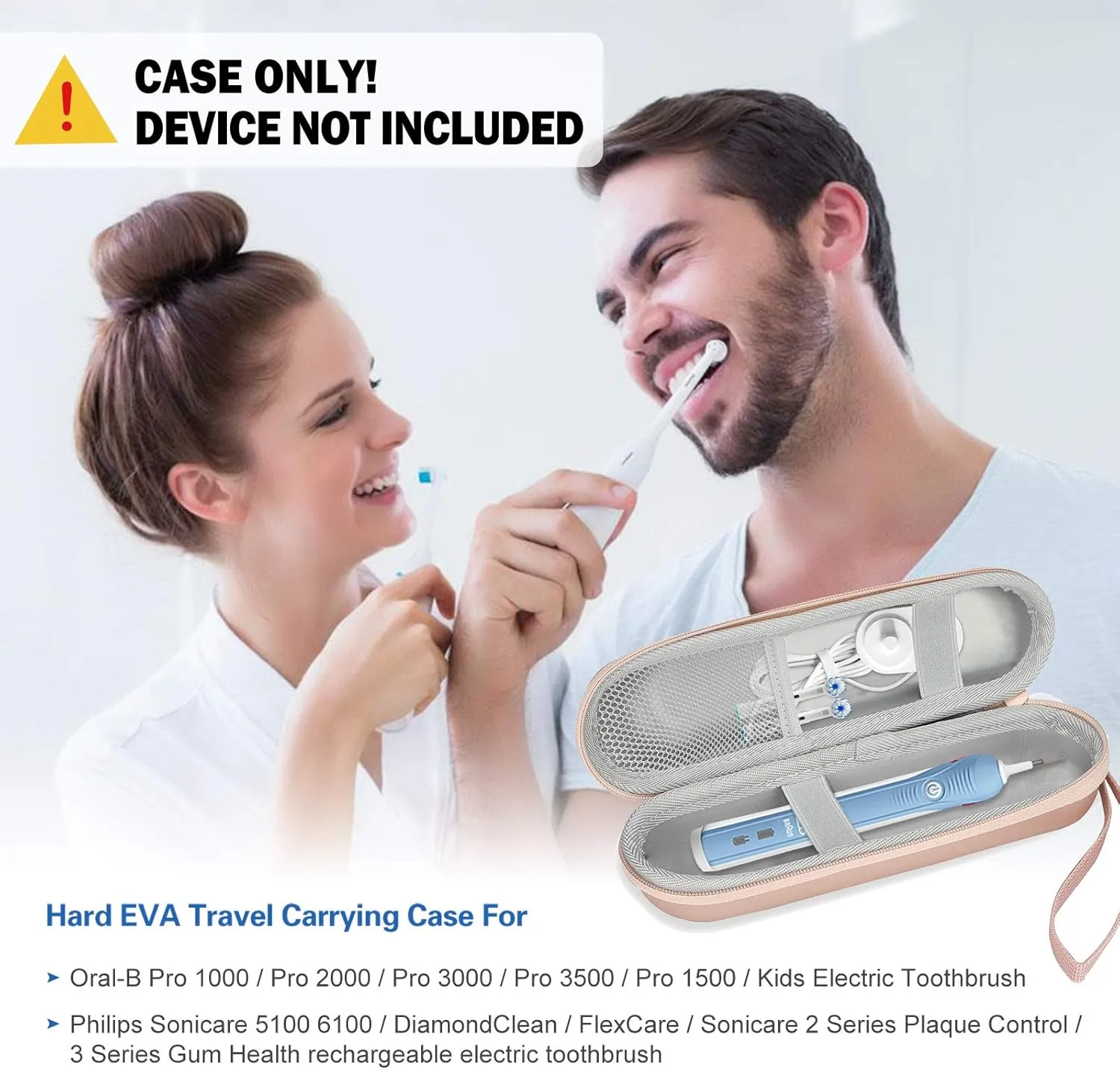 ProCase Travel Case for Oral-B/Oral-B Pro Smartseries/IO Serie Sonicare ProtectiveClean Electric Toothbrush, Hard EVA Case Cover Storage Bag Holder with Mesh Pocket for Accessories -Rosegold