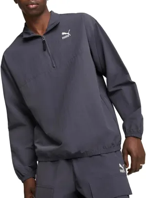 PUMA Mens Classics Woven Mock Neck Half Zip Relaxed Sweatshirt Casual - Grey - Size XL