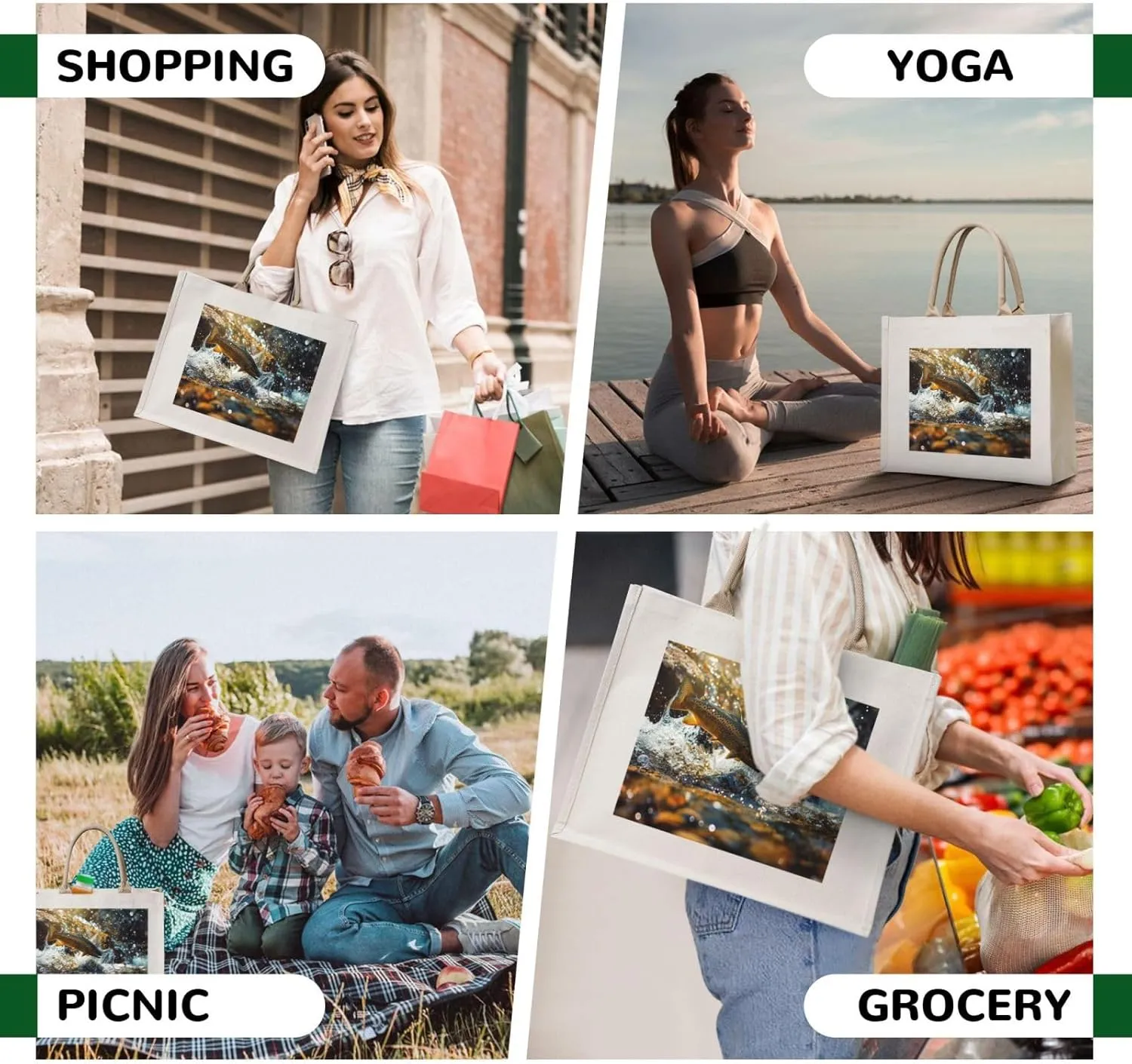 Pure Black Canvas Tote Bag for Women â€“ Durable, Reusable, and Stylish Tote Bags for Work, Beach, and Everyday Use