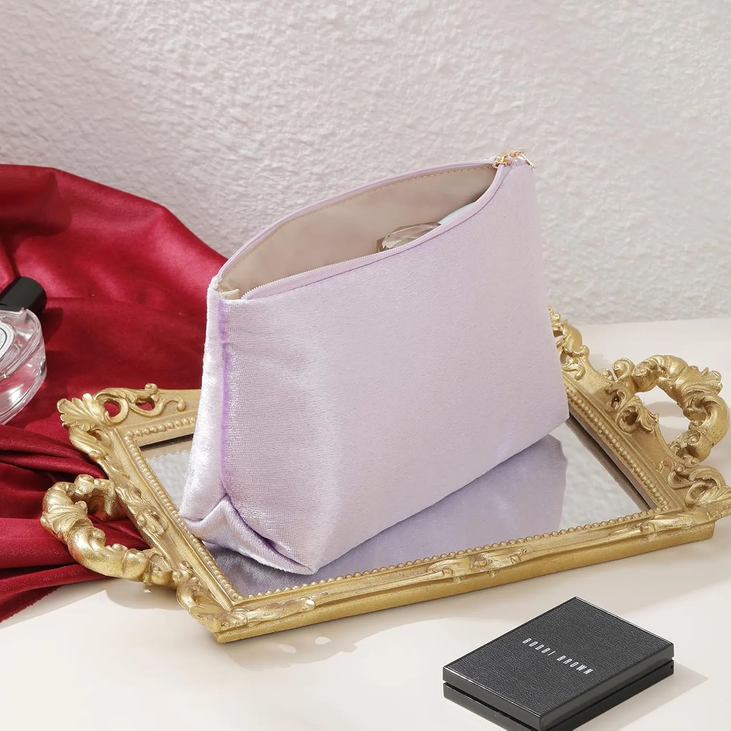 Purple Makeup Organizer Bag for Purse，Cosmetic Travel Bag for Women, Make Up Pouch for Travelling