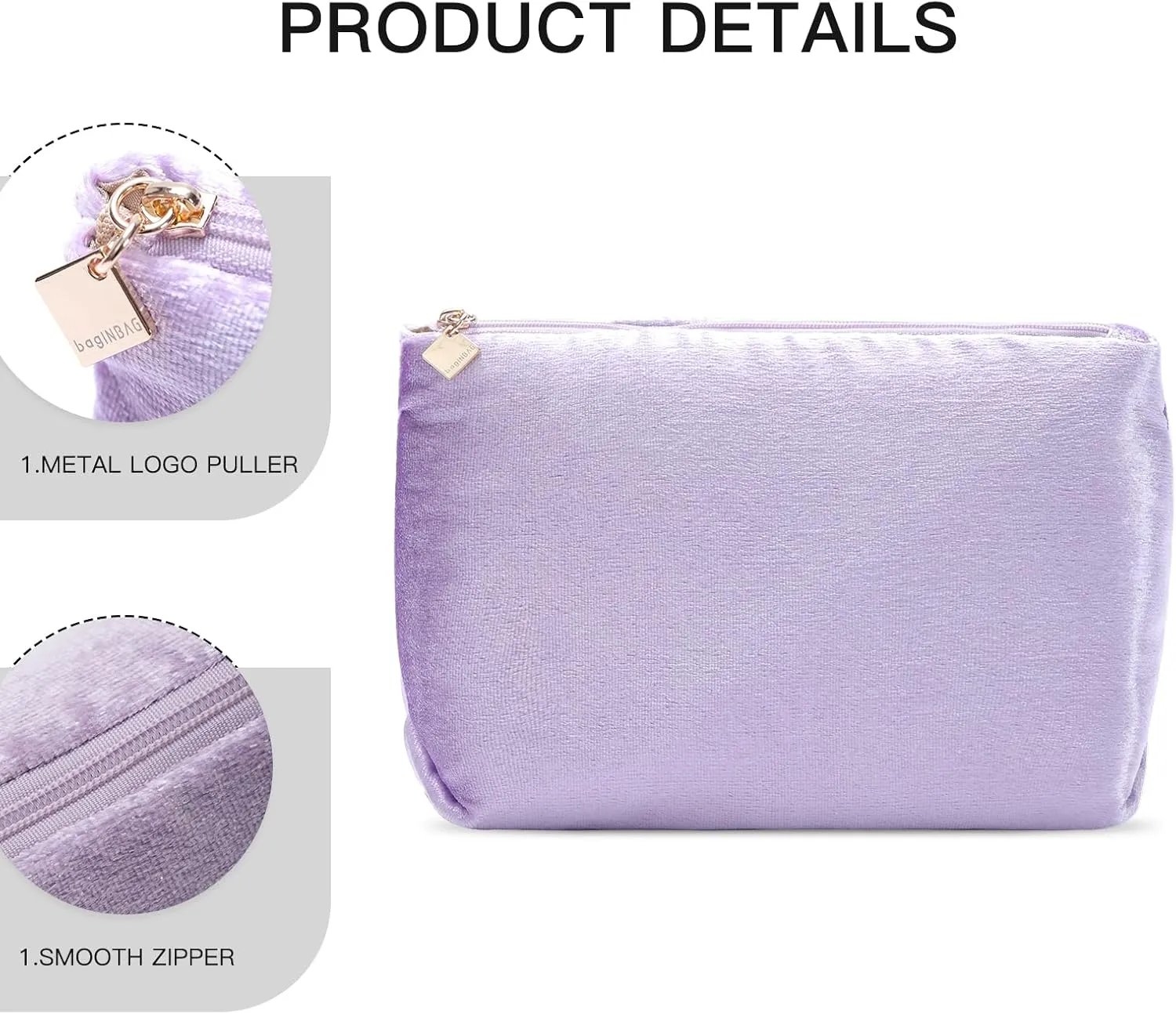 Purple Makeup Organizer Bag for Purse，Cosmetic Travel Bag for Women, Make Up Pouch for Travelling