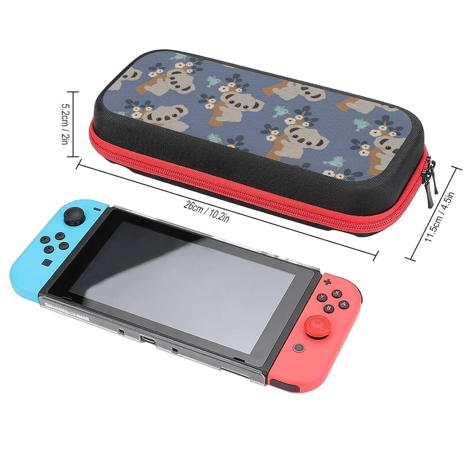 PUYWTIY Cute Cartoon Koala Floral Carrying Protective Case Compatible with Nintendo Switch, 20 Games Cartridges Hard Shell Travel Bag Shockproof Portable Game Organizer
