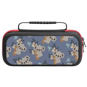 PUYWTIY Cute Cartoon Koala Floral Carrying Protective Case Compatible with Nintendo Switch, 20 Games Cartridges Hard Shell Travel Bag Shockproof Portable Game Organizer