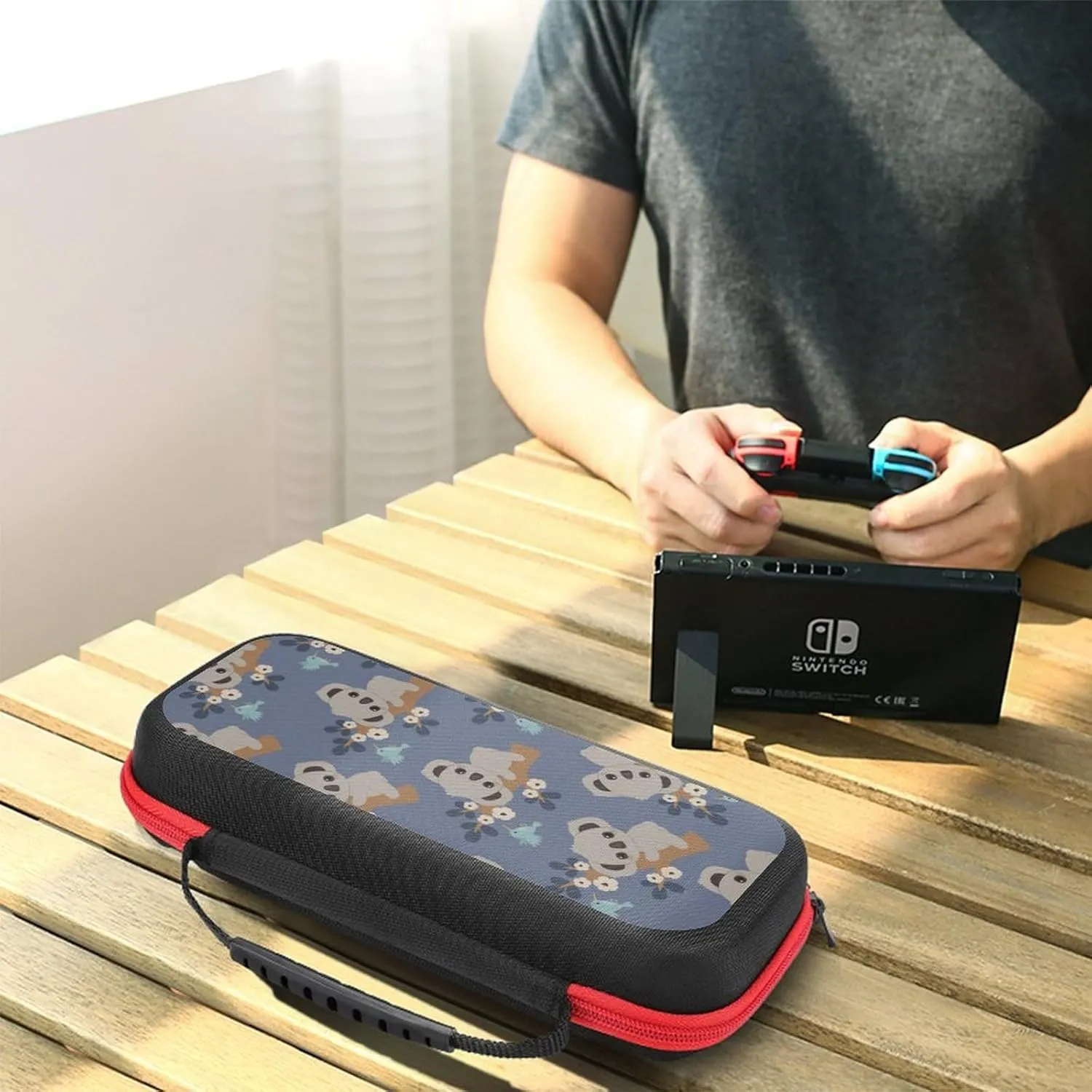 PUYWTIY Cute Cartoon Koala Floral Carrying Protective Case Compatible with Nintendo Switch, 20 Games Cartridges Hard Shell Travel Bag Shockproof Portable Game Organizer