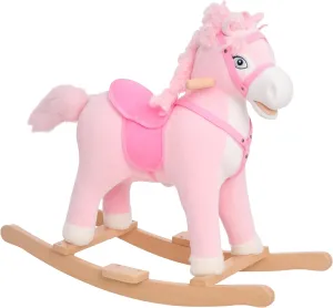 Qaba Kids Ride on Rocking Horse Toddler Plush Toy with Realistic Sounds and Swinging Tail for 3 Years Old Children