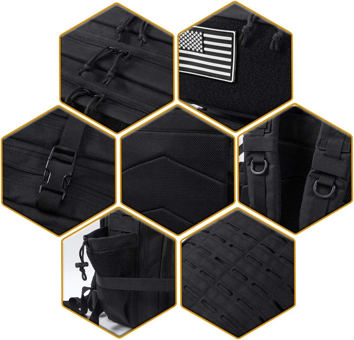 QT&QY 25L/35L/45L Military Tactical Backpack For Men Molle Daypack 3 Day Bug Out Bag Hiking Rucksack With Bottle Holder
