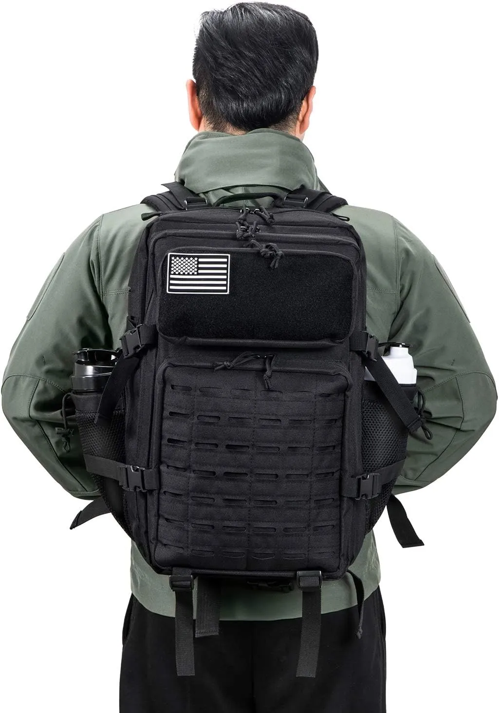QT&QY 25L/35L/45L Military Tactical Backpack For Men Molle Daypack 3 Day Bug Out Bag Hiking Rucksack With Bottle Holder