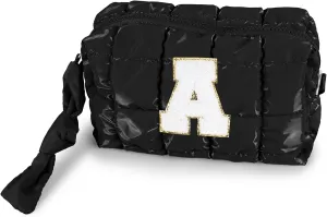 Quilted Makeup Bag Cosmetic Bag, Travel Toiletry Bag for Women, Cute Makeup Bag Organizer Puffer Pouch Black A