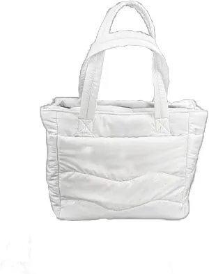 Quilted Tote Bag with Double Handles, Wave Pattern Design, Pink