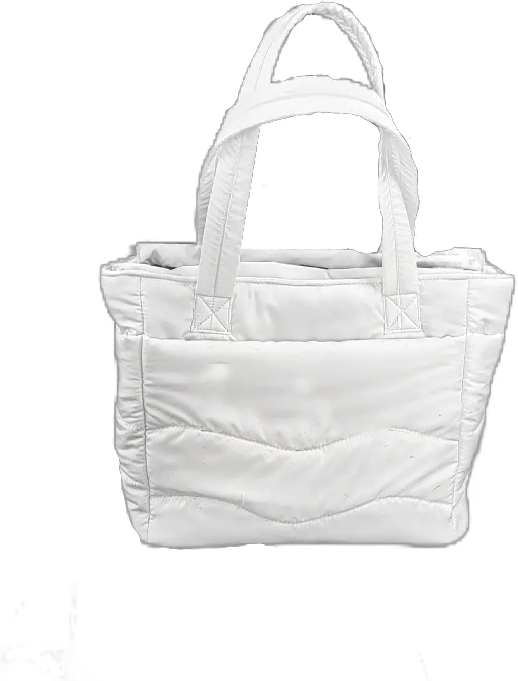 Quilted Tote Bag with Double Handles, Wave Pattern Design, Pink