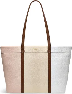 RADLEY London Rivington Colourblock Women’s Medium Leather Ziptop Tote Bag, Clay Pink