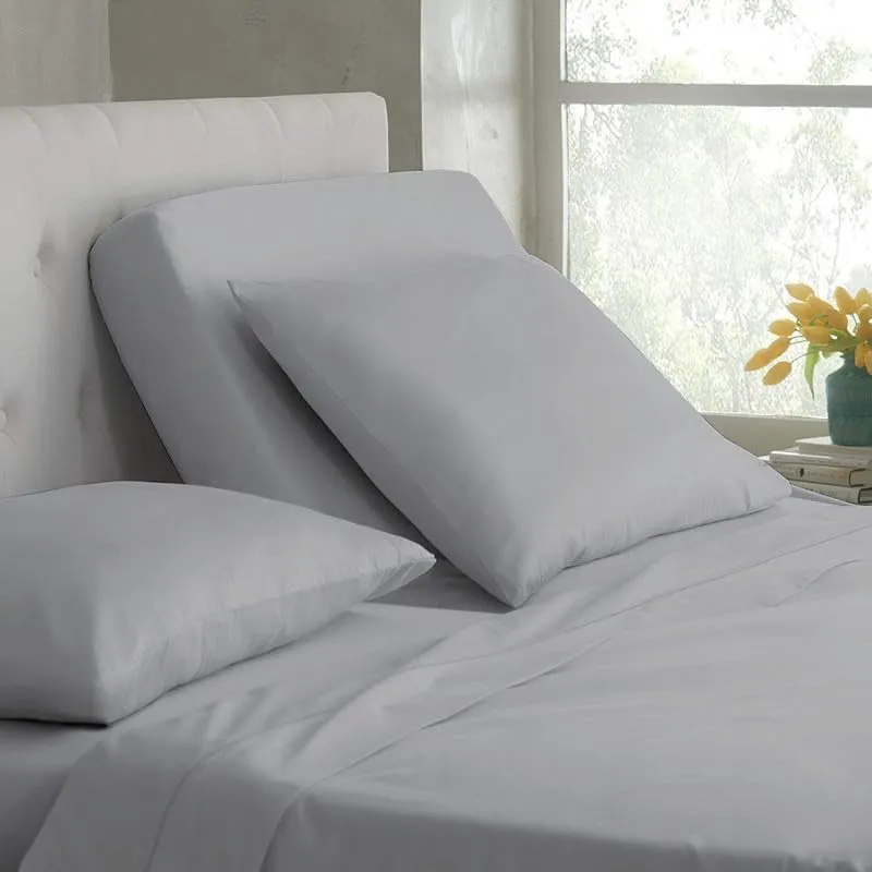 Rajlinen Split King Flex Head Sheets – 100% Egyptian Cotton, Luxury 4-Piece Set for Adjustable Beds, Cooling Deep Pocket Bedding, Compatible with Sleep Number, 34" Top Split, Light Grey Solid
