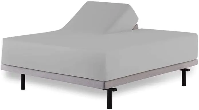 Rajlinen Split King Flex Head Sheets – 100% Egyptian Cotton, Luxury 4-Piece Set for Adjustable Beds, Cooling Deep Pocket Bedding, Compatible with Sleep Number, 34" Top Split, Light Grey Solid