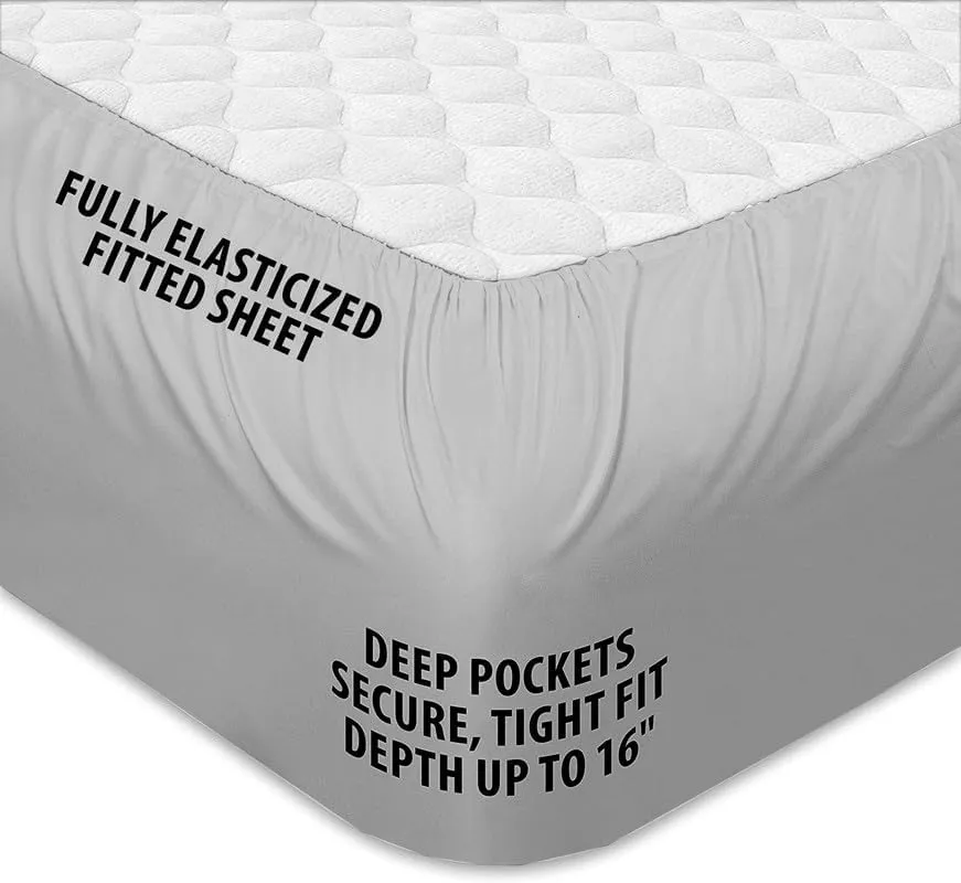 Rajlinen Split King Flex Head Sheets – 100% Egyptian Cotton, Luxury 4-Piece Set for Adjustable Beds, Cooling Deep Pocket Bedding, Compatible with Sleep Number, 34" Top Split, Light Grey Solid