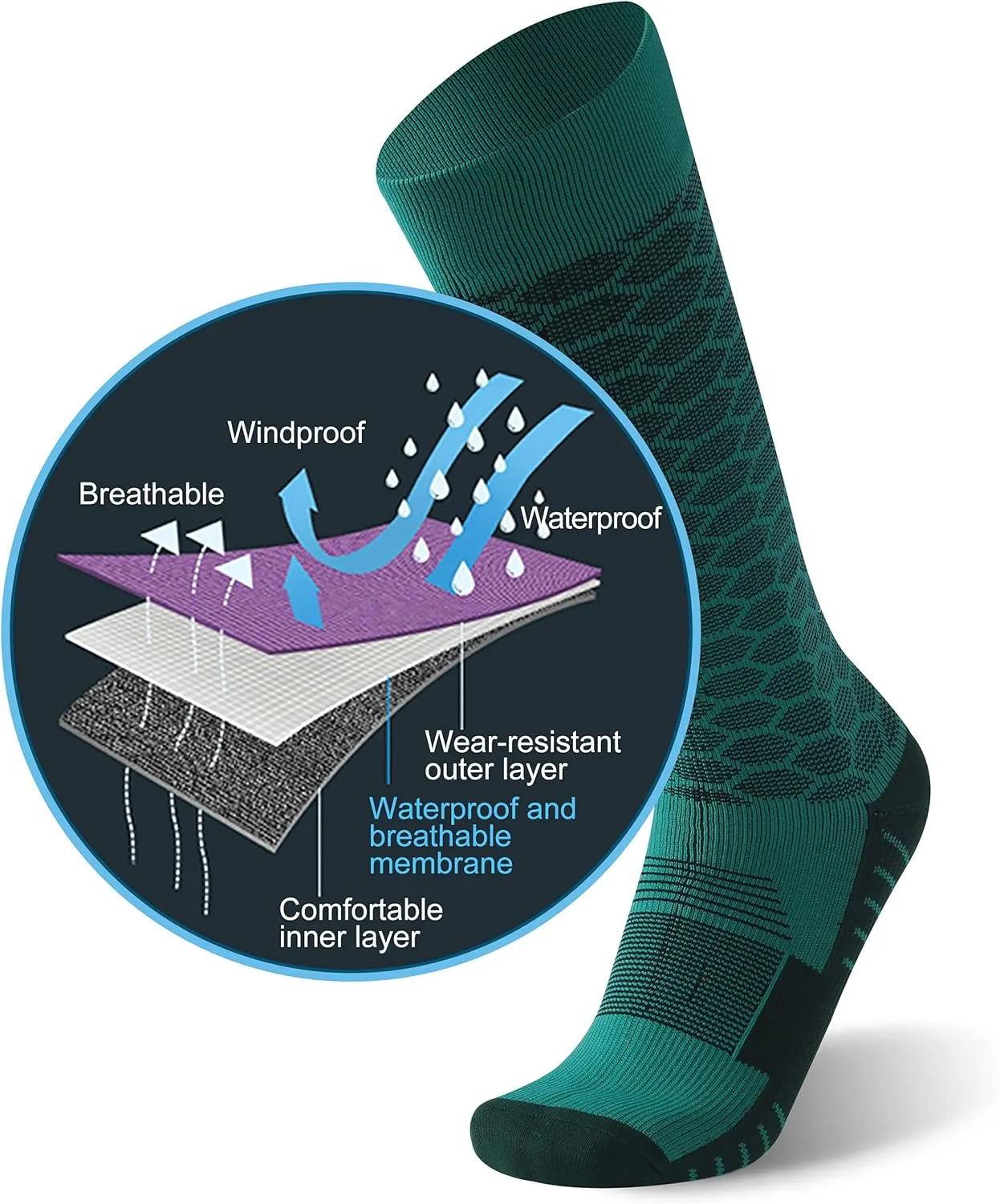 RANDY SUN Waterproof Breathable Knee High Kayaking Hunting Fishing Socks