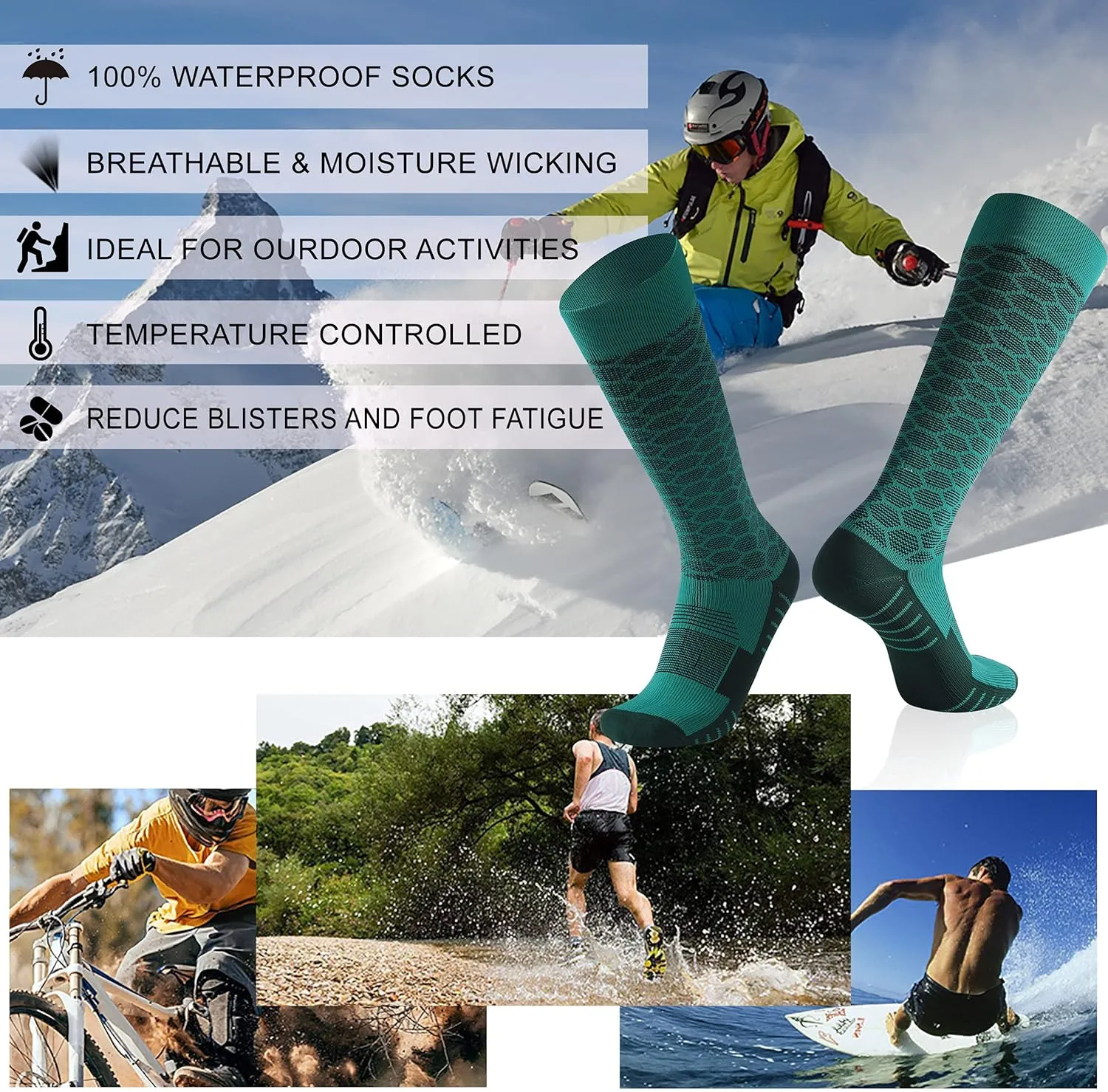 RANDY SUN Waterproof Breathable Knee High Kayaking Hunting Fishing Socks