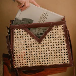 Rattan Weave Sling/ Tote - Vintage Merlot