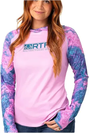 Realtree Women's Fishing Camo Sun Shirts and Hoodies Long Sleeve for Fishing, Running and Hiking