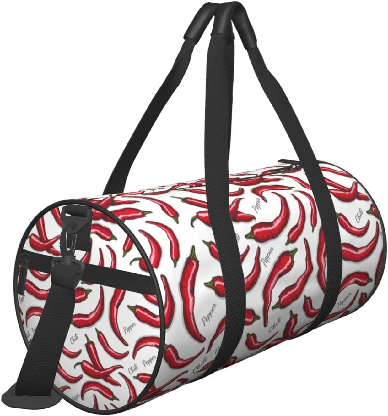 Red Chili Pepper Round Travel Duffel Bag Large Capacity Gym Sports Bags for Hiking Vacation Trips