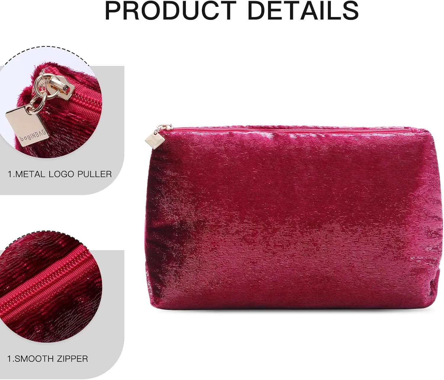 Red Makeup Organizer Bag for Purse，Cosmetic Travel Bag for Women, Make Up Pouch for Travelling