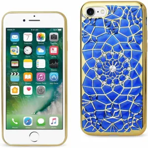 Reiko Wireless iPhone 7 Soft TPU Case with Sparkling Diamond Sunflower Design - Navy