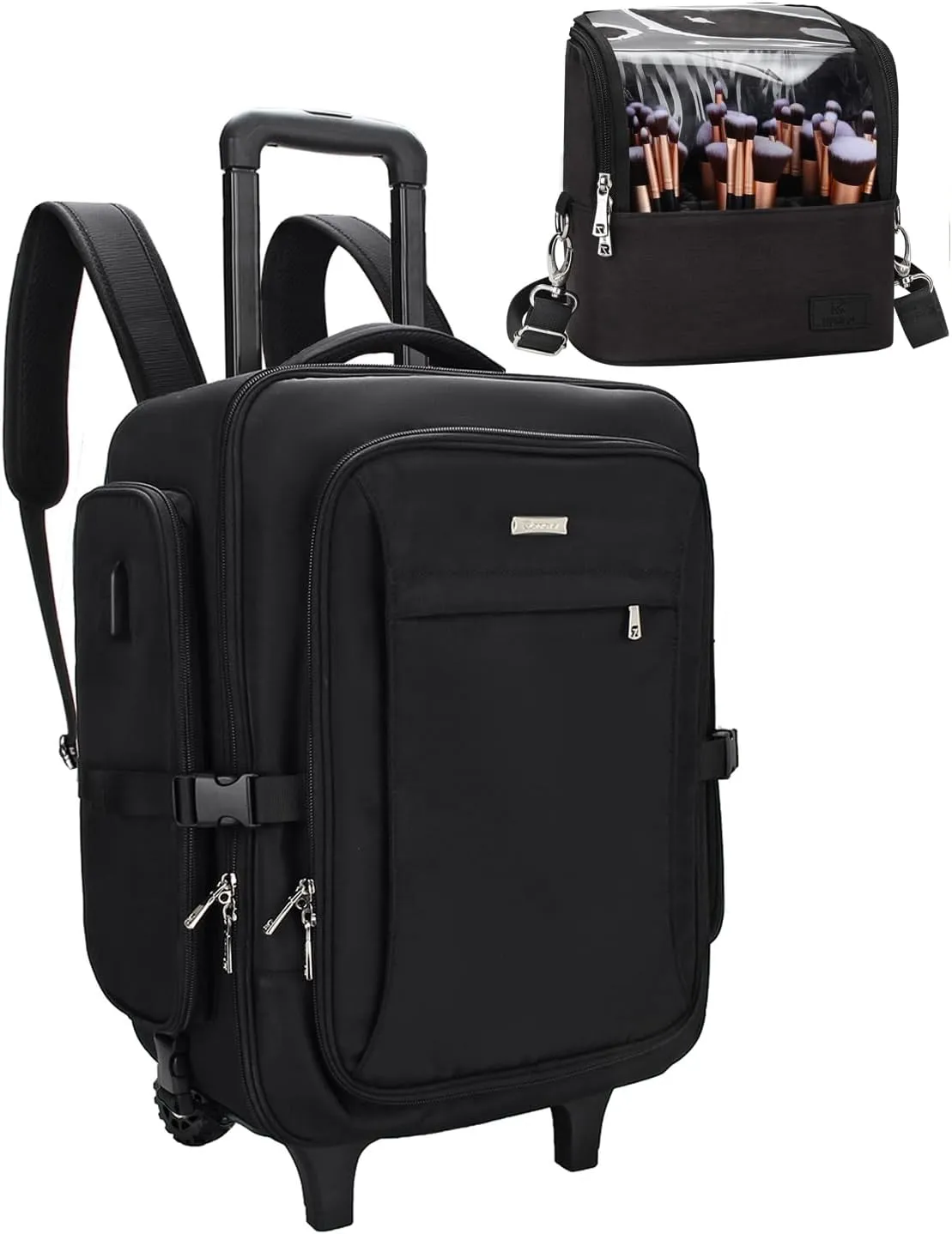 Relavel Rolling Makeup Case with Wheels, Extra Large Travel Makeup Box Organizer
