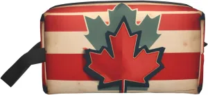 Retro Canada Flag pattern Print Large Capacity Zippered Storage Bag Travel Cosmetic Organizer for Toiletries Makeup