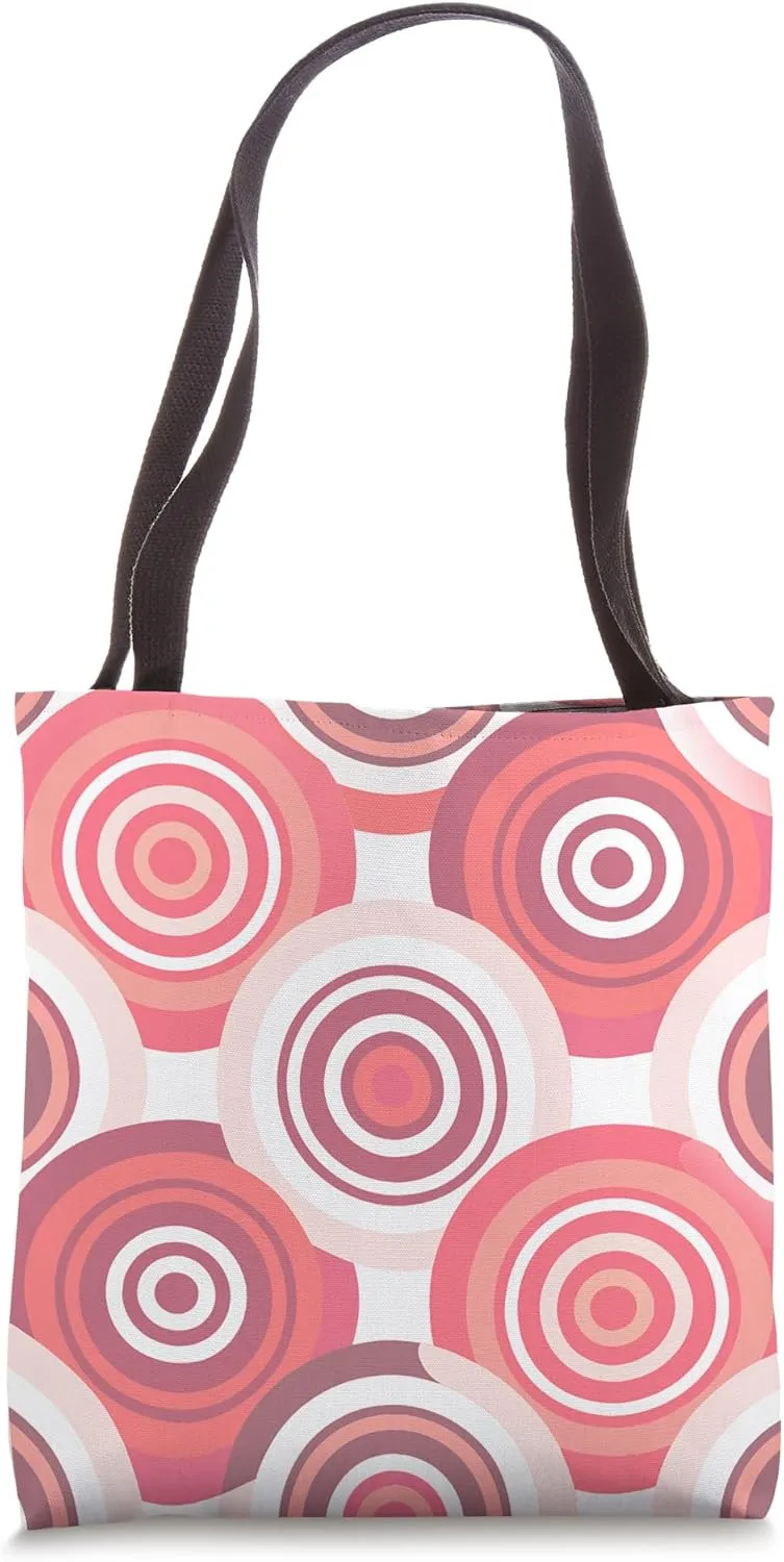 Retro Concentric Circles Geometric Pattern Pink and Peach Tote Bag