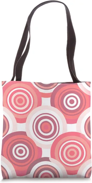 Retro Concentric Circles Geometric Pattern Pink and Peach Tote Bag