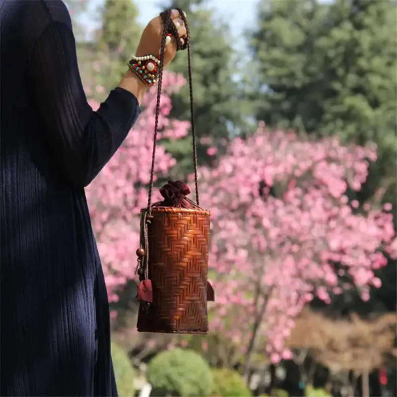 Retro Handmade Mini Natural Bamboo Woven Bag