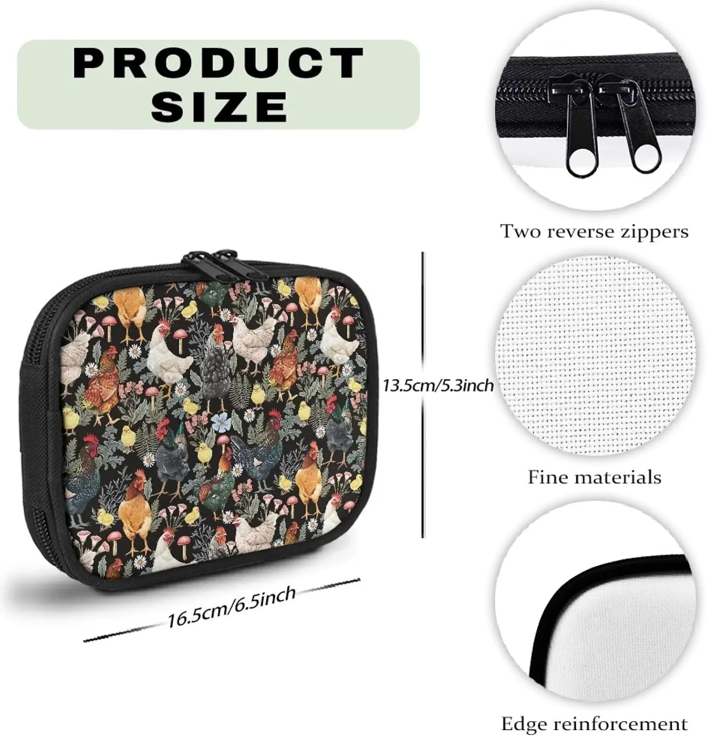 Rnyleeg Travel First Aid Kit Bag for Kids Small First Aid Kit Bag Empty for Home Outdoor Car,Floral Chicken Rooster Print Portable First Aid Kit Bag